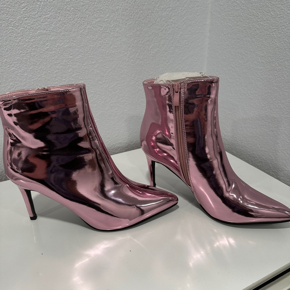Pink High Heal Point Boots - Women’s 7